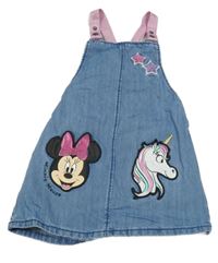 Modré riflové laclové šaty s Minnie a jednorožcem George