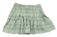 Zeleno-biela kockovaná skladaná sukňa New Look