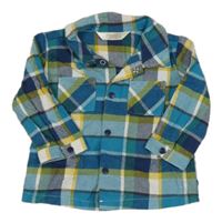 Modrozeleno-žlto-biela kockovaná košeľa Mayoral