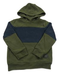 Kaki-tmavomodrá fleecová mikina s kapucňou Topolino