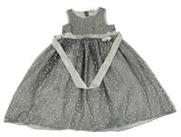 Tmavošedé tylové slavnostní šaty s hvězdami Yigga