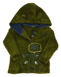 Khaki chlpatá mikina s nosorožcem a kapucňou Lupilu