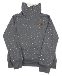 Tmavošedá květovaná mikina s komínovým límcem Yigga