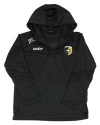 Antracitová melírovaná športová mikina s nášivkou a kapucňou