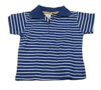 Tmavomodro-biele pruhované polo tričko Ergee
