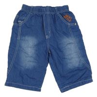 Modré kraťasy riflového vzhledu s nápisom