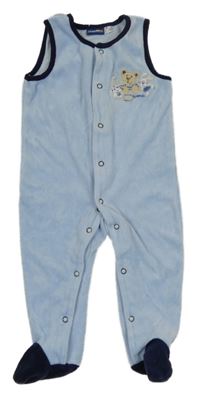 Světlemodré sametové dupačky so zvířaty Lupilu