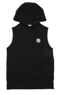 Čierna tepláková vesta s potlačou a kapucňou F&F