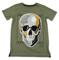 Khaki tričko s lebkou Chapter Young