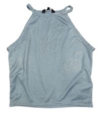 Svetlomodrý trblietavý crop top New Look