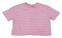 Ružovo-biele pruhované crop tričko Primark