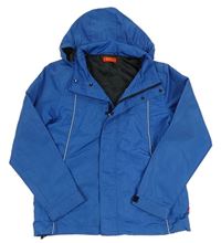 Modrá šušťáková jarná bunda s kapucňou