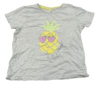 Svetlosivé melírované tričko s ananasom PRIMARK