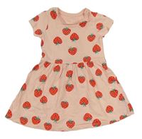 Svetloružové šaty s jahodami Mothercare