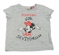 Šedé melírované tričko s Minnie 
