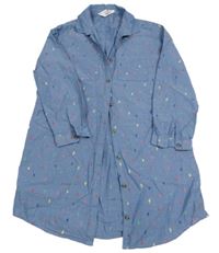 Modré košilové šaty s barevným vzorem H&M