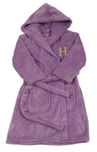 Fialový chlpatý župan s výšivkou a kapucí - Harry Potter zn. M&S