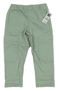 Nové - zelené plátěné podšité kalhoty s kapsami Dunnes 