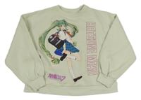 Svetlozelená mikina s dívkou Zara