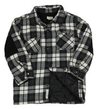 Čierno-biela kockovaná zateplená košeľová bunda River Island