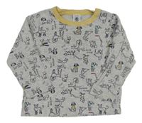 Šedé vzorované triko s pejsky 