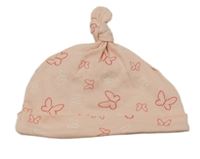 Světlerůžová bavlněná čepic s motýlky Primark