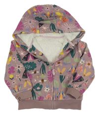 Fialovo-barevná zateplená propínací mikina s kapucí Nutmeg