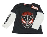 Nové - tmavošedo-bílé triko se Spidermanem Primark
