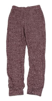 Vínové rebrované úpletové ľahké tepláky