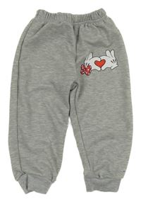 Sivé melírované tepláky s potlačou