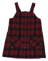 Červeno-tmavomodré kockované vlnené šaty s vreckami F&F