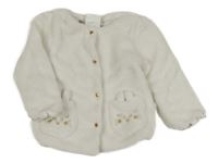 Biela plyšová podšitá prepínaci mikina s medvedíkmi