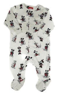 Bílý plyšový overal s Mickeym a Minnie Disney