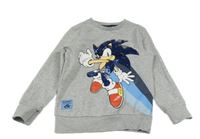 Sivá melírovaná mikina so Sonicem z flitrů
