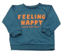 Modrá mikina s oranžovým nápisom Matalan