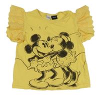 Žlté crop tričko s Minnie a volánikmi Disney