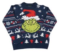Tmavomodrý vzorovaný sveter s Grinchem Primark
