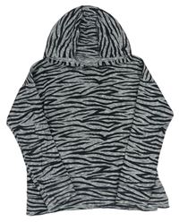 Sivo-čierne melírované vzorované tričko s kapucňou Next