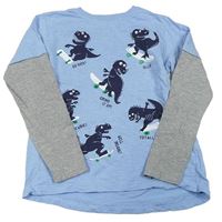 Světlemodro-sivé tričko s dinosaurami M&Co.