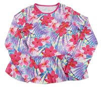 Barevné květované UV triko s listy
