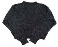 Čierno-strieborný trblietavý crop sveter H&M