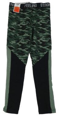 Nové - Khaki-černé army legíny s nápisy George