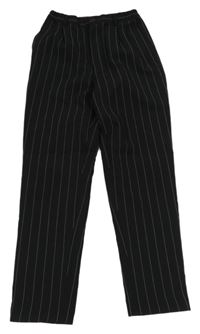 Čierno-biele pruhované spoločenské nohavice