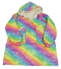 Barevná plyšová zateplená oversize mikina s kapucí