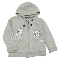 Světlešedá melírovaná propínací mikina s dalmatiny a kapucí George