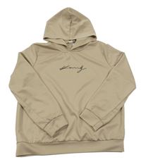 Béžová mikina s nápisom a kapucňou Shein