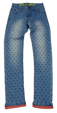 Světlemodré puntíkaté skinny rifle 