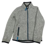 Šedá melírovaná propínací pletená mikina Tchibo