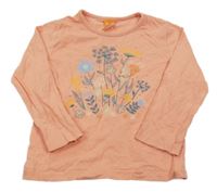 Lososové tričko s kvetmi Pusblu