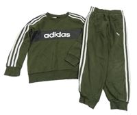 2set - Khaki-bílá mikina s logem a pruhy + tepláky Adidas